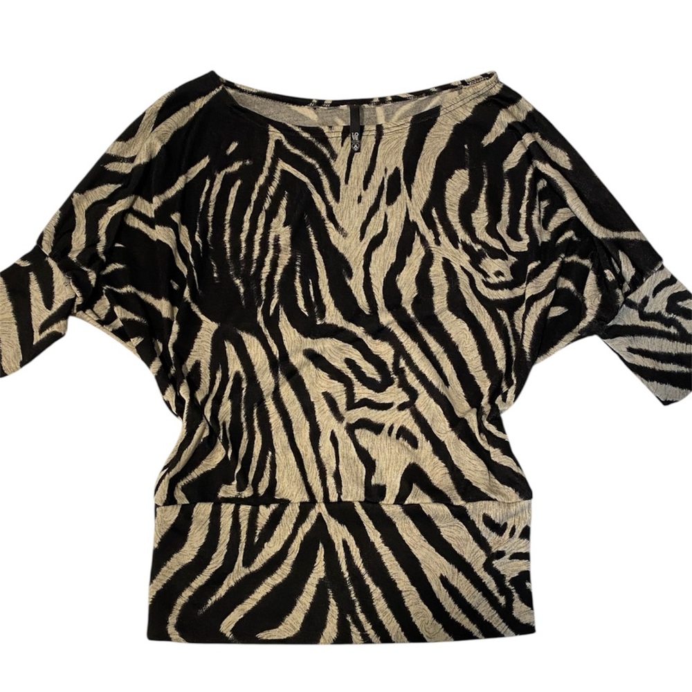 Zebra Print Batwing Sleeve Top